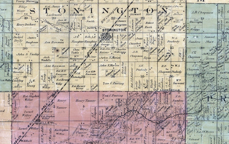 1877 Map of Christian County Illinois Etsy