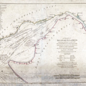 Carte marine de 1776 de la baie et de la rivière Delaware