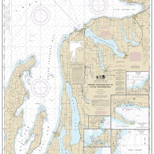 Carte nautique 2016 de la baie Grand Traverse, lac Michigan
