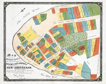 1642 Map Layout of New-Amsterdam New York City