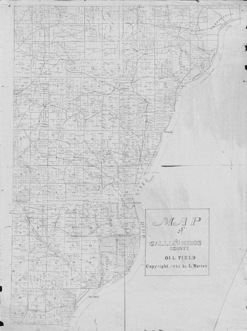 1885 Oil Field Map of Gallia and Meigs County Ohio