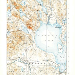 1896 Topo Map of Sebago Maine Quad Sebago Lake