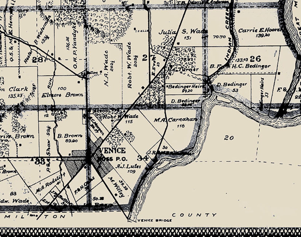 1885 Farm Line Map of Ross Township Butler County Ohio Etsy