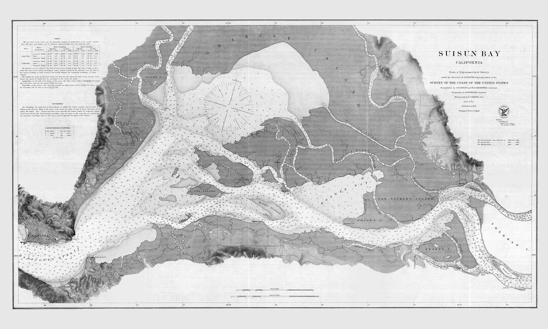 1872 Nautical Chart of Suisun Bay California Etsy