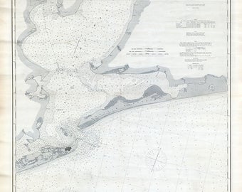 1885 Nautical Map of Galveston Bay Texas