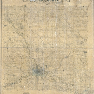 1885, carte du comté de Polk, Iowa, Des Moines