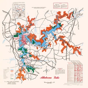 1988 Map of Allatoona Lake Georgia