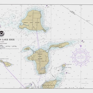 1980 Nautical Map of North Bass and Middle Bass Island Lake Erie