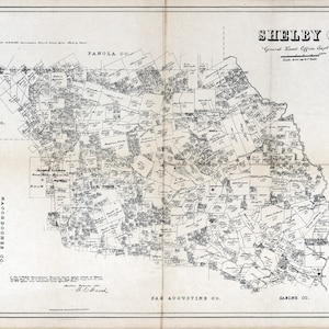 1880 Farm Line Map du comté de Shelby au Texas