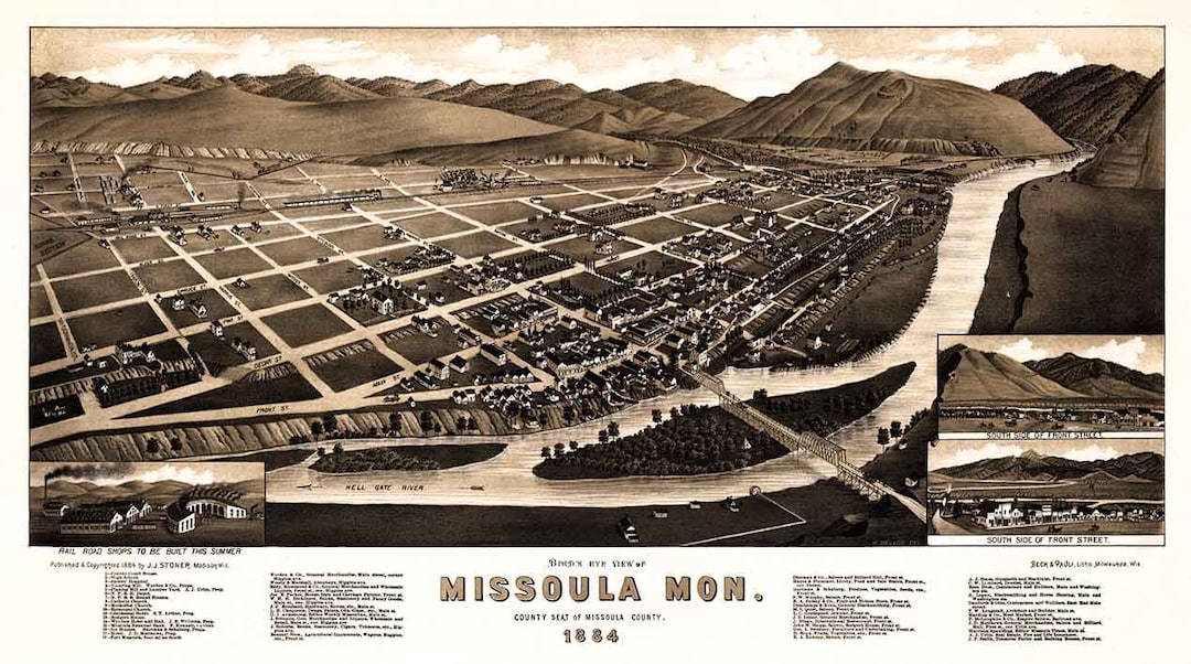 1884 Panoramic Map of Missoula County Montana Etsy