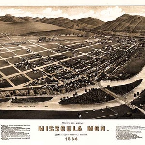 1884 Panoramakarte von Missoula County, Montana