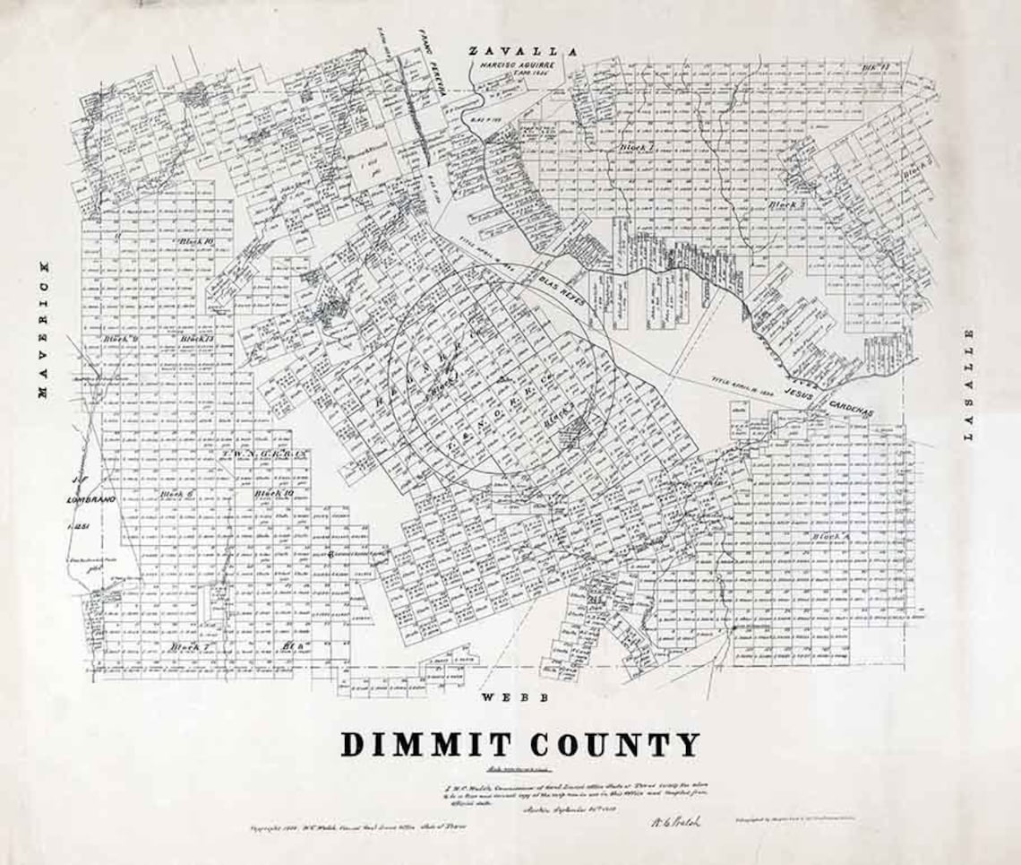 1877 Farm Line Map of Dimmit County Texas Etsy
