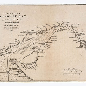 Carte de 1776 de la baie du Delaware et de la rivière Philadelphie