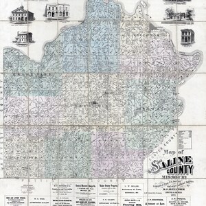 Carte 1871 du comté de Saline, Missouri
