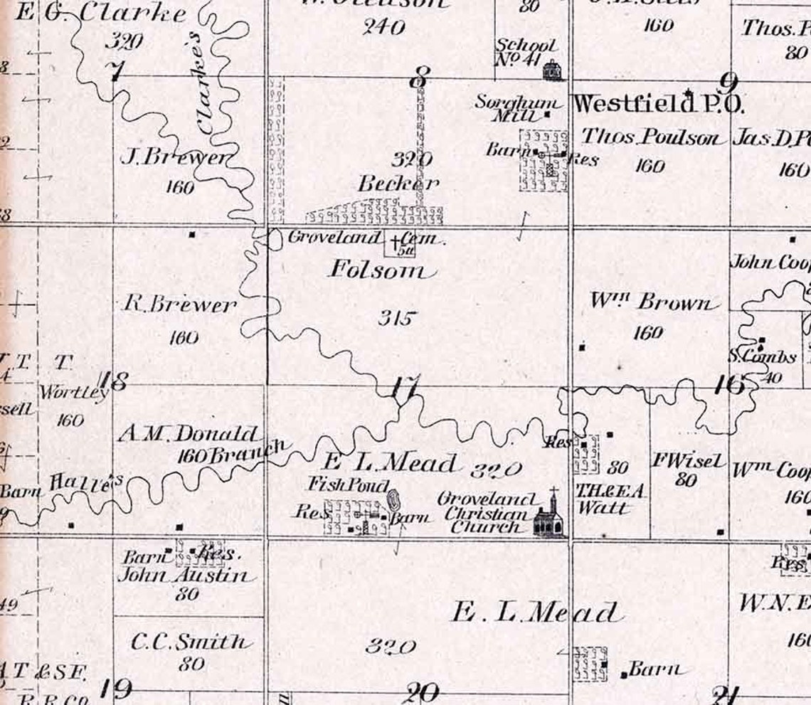 1884 Map of Groveland Township Mcpherson County Kansas Etsy