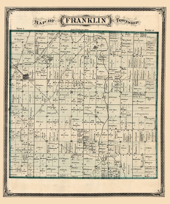 1876 Map of Franklin Township Milwaukee County Wisconsin Etsy