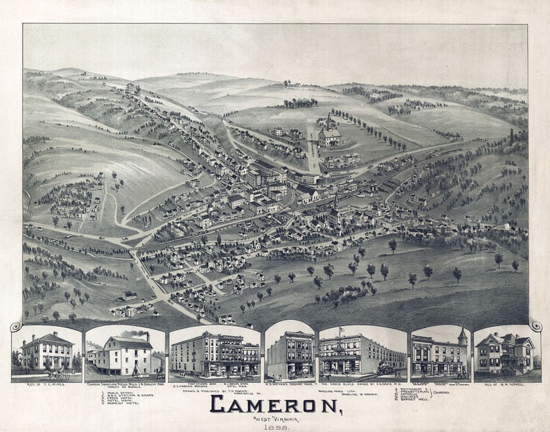 1899 Cameron West Virginia Panoramic Map Etsy