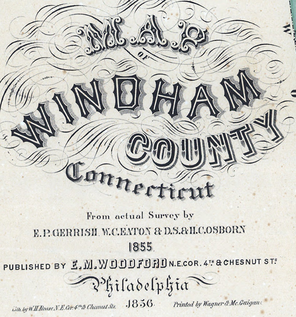 1856 Map of Windham County Connecticut Etsy