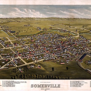 1882 Panorama-Karte von Somerville, New Jersey
