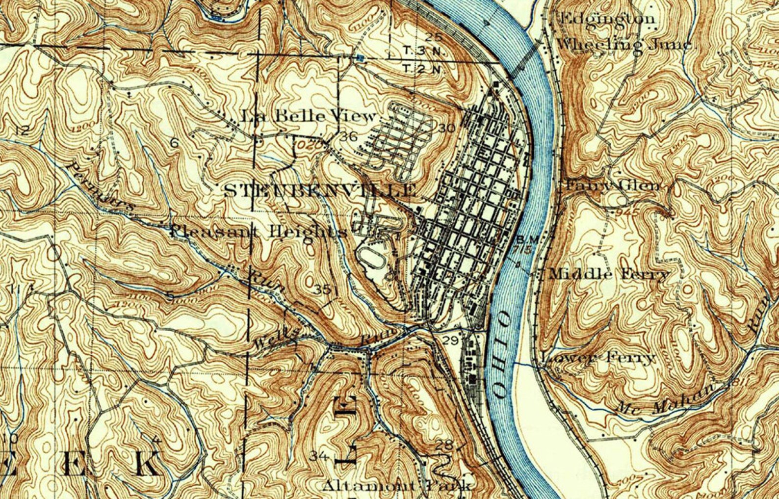 1904 Topo Map of Steubenville West Virginia Quadrangle Etsy UK