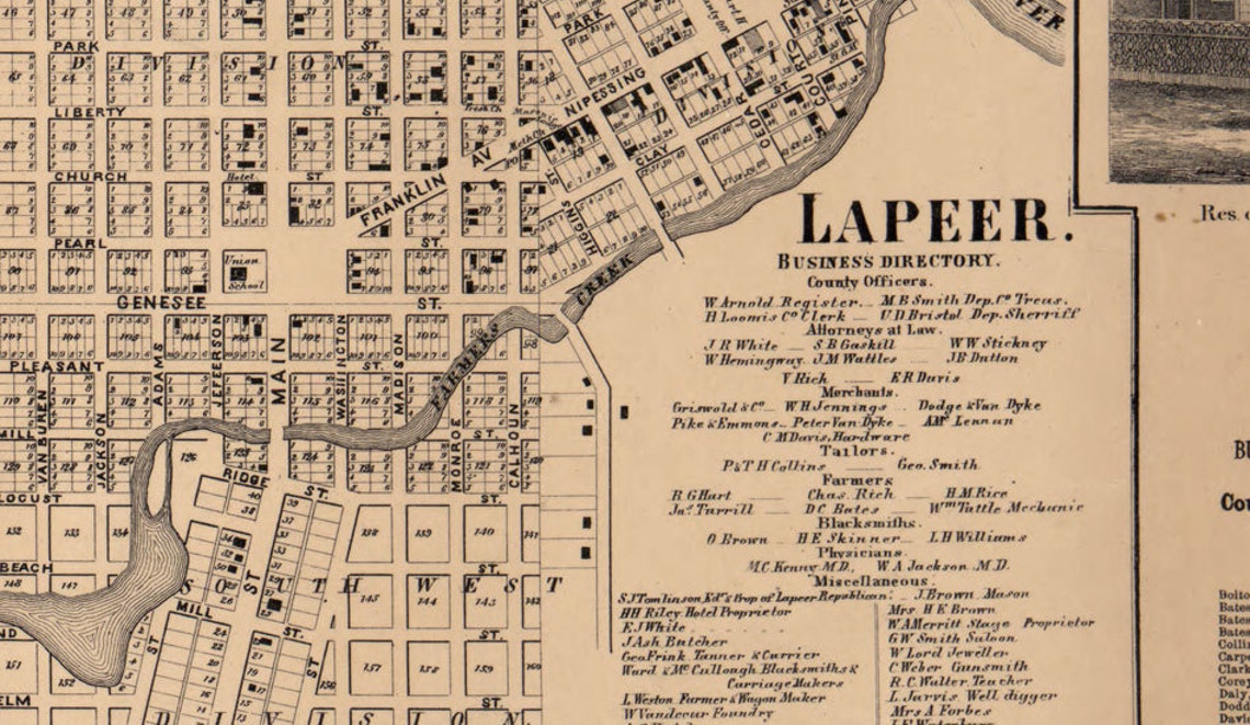 1863 Farm Line Map of Lapeer County Michigan Etsy