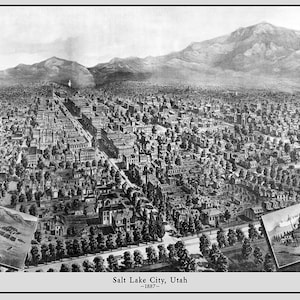 1887 Panorama-Karte von Salt Lake City Utah