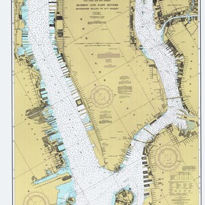 Hudson River Depth Map Manhattan Hudson And East Rivers 1984 Nautical Map By The | Etsy Singapore