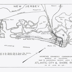 1916-Karte von Atlantik Stadt und Ocean City New Jersey