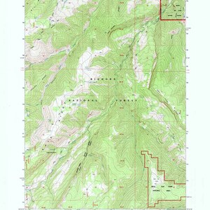 Carte topographique de Bull Elk Park, Wyoming, WY Bighorn Forest, 1993