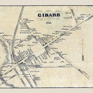 1855 Town Map of Girard Erie County Pennsylvania
