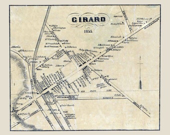 1855 Town Map of Girard Erie County Pennsylvania