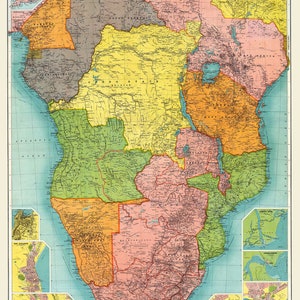 1910 Map of Central and South Africa