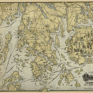 1890 Map of Mount Desert Island and the coast of Maine
