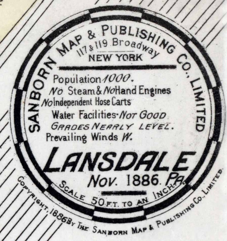 1886 Town Map of Lansdale Montgomery County Pennsylvania Etsy
