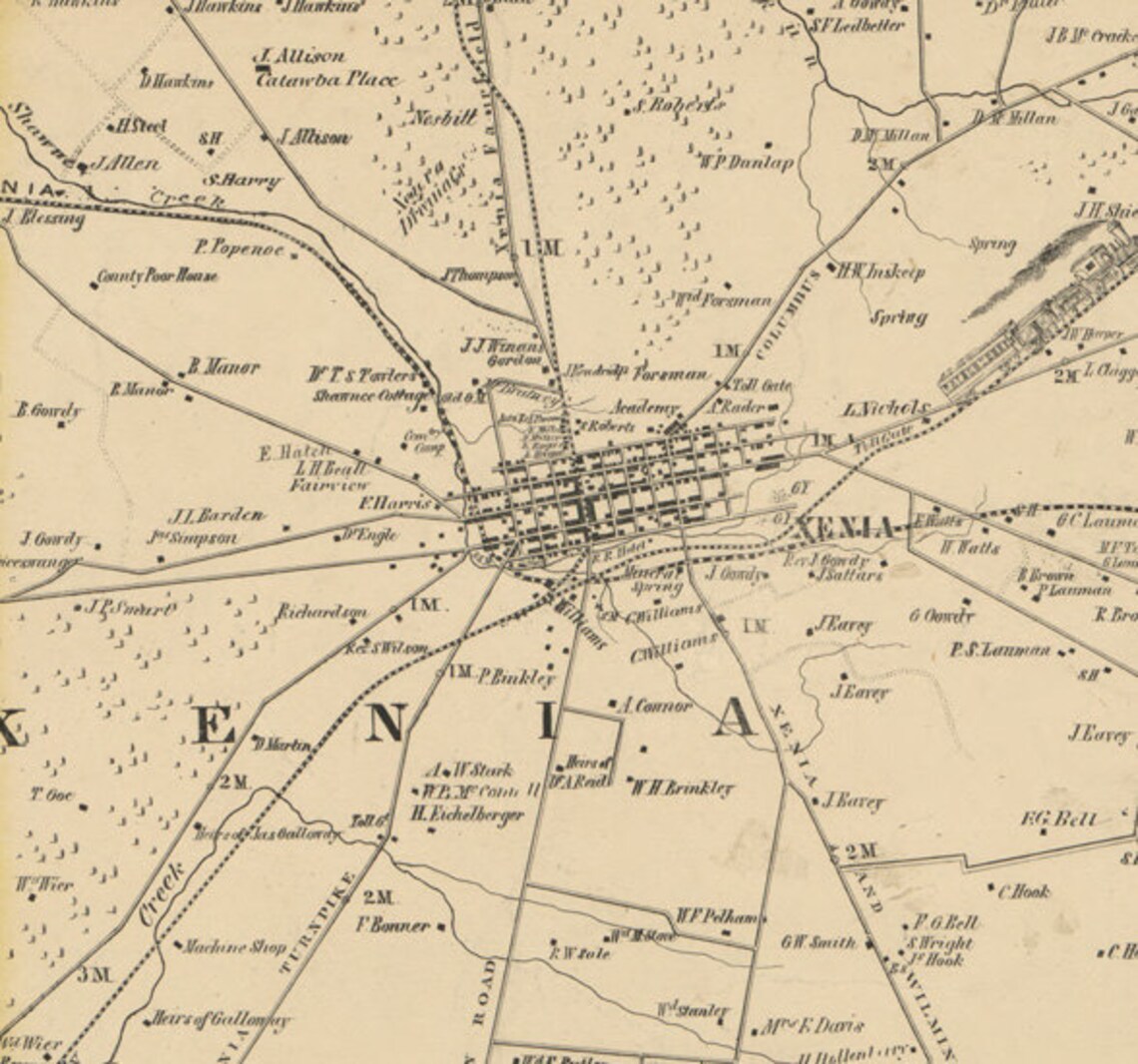 1855 Map of Greene County Ohio Xenia - Etsy