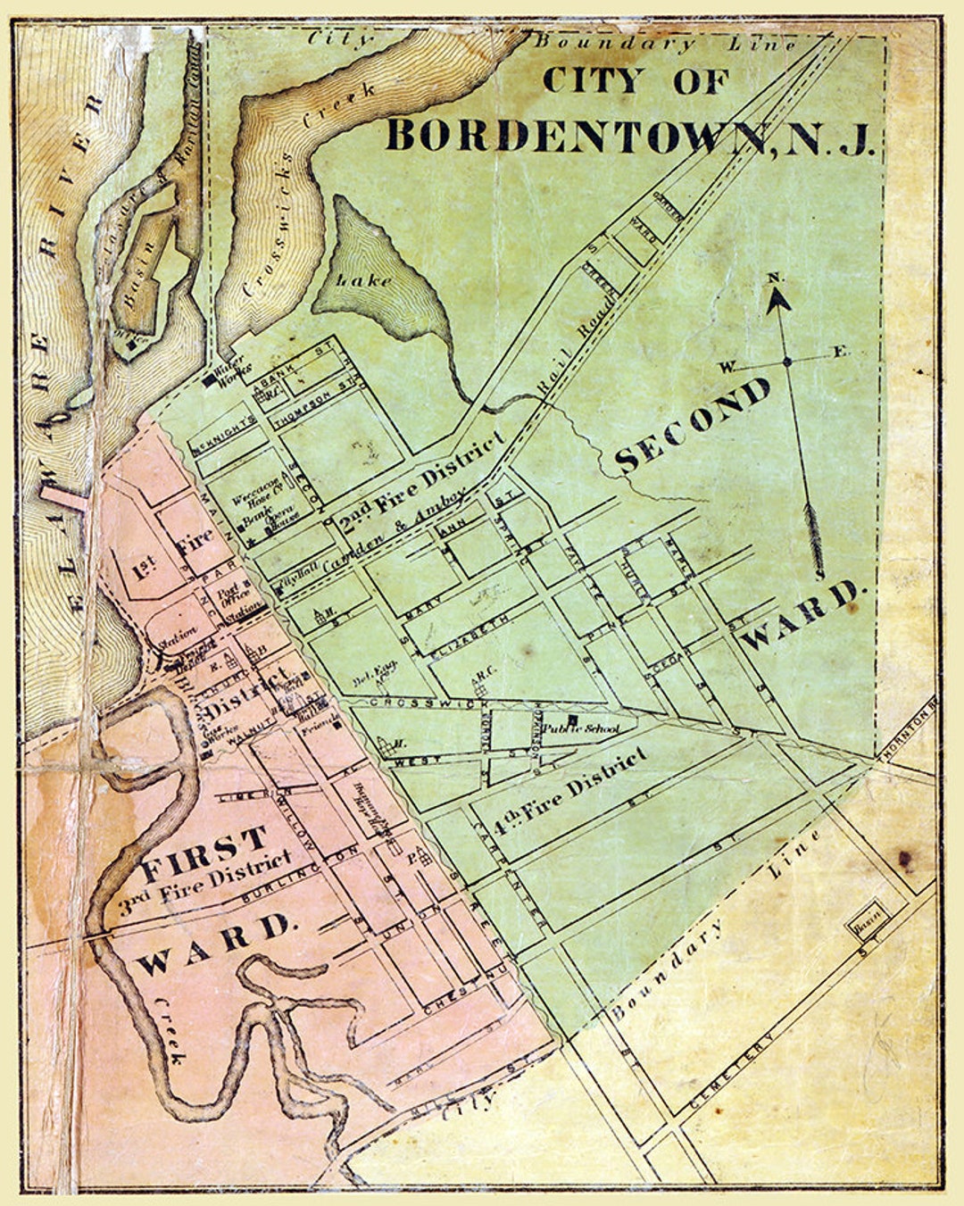 1870 Map of Bordentown New Jersey - Etsy