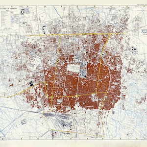 1952 Town Map of Tehran Iran