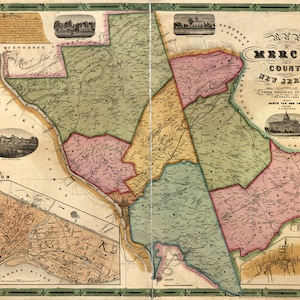 1849 Map of Mercer County New Jersey Trinton Princeton