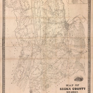 Carte 1850 du comté d'Essex, New Jersey