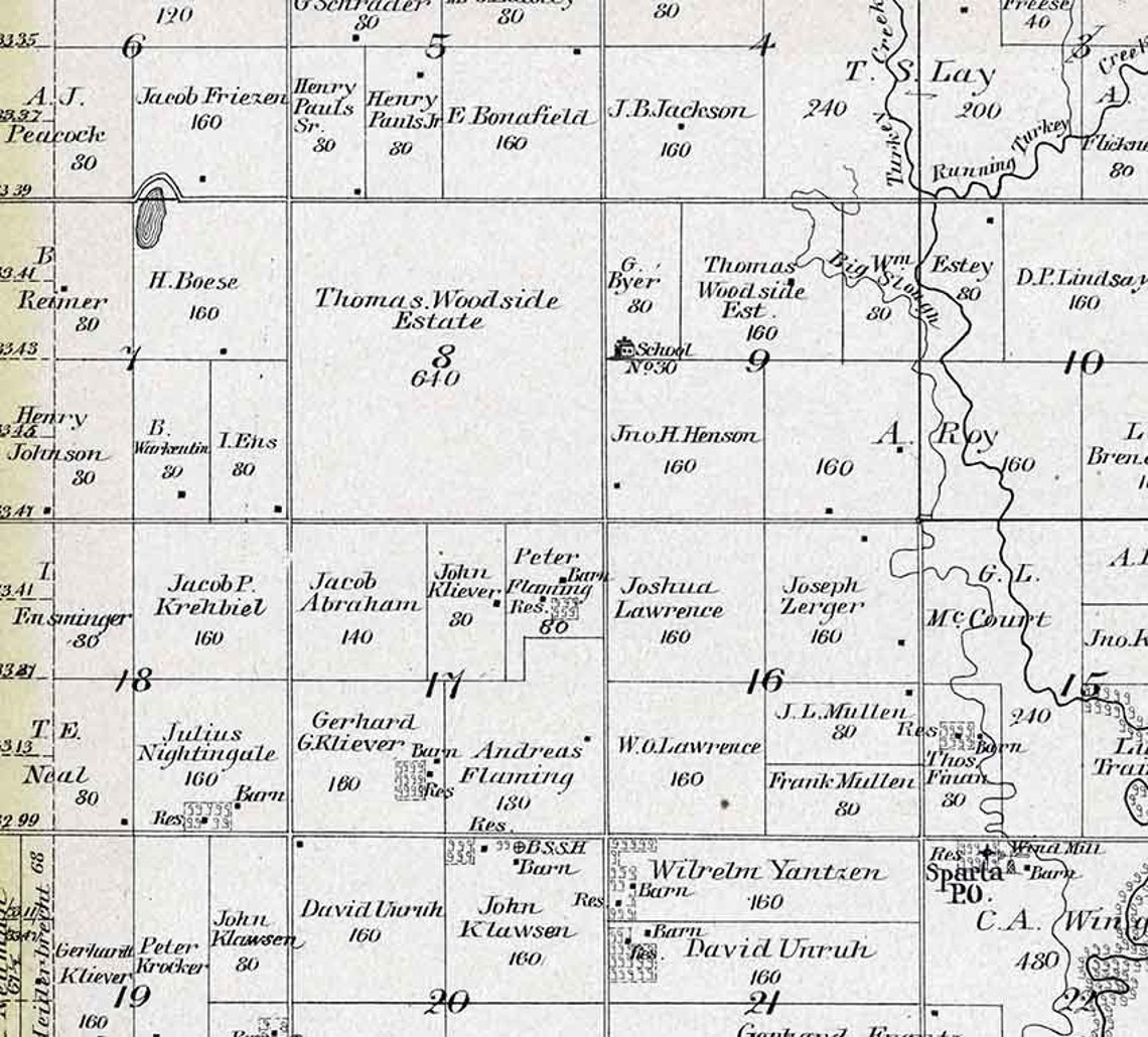 1884 Map of Turkey Creek Township McPherson County Kansas Etsy