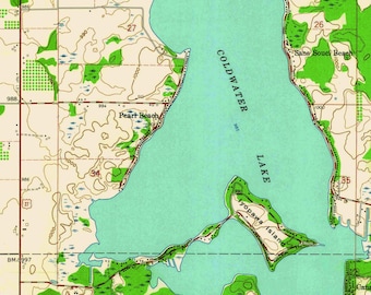 1962年ミシガン州コールドウォーター湖チェーンブランチ郡の地図