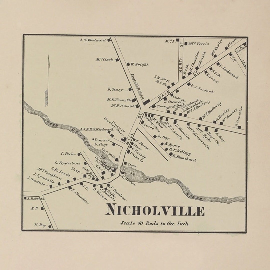 1865 Town Map of Nicholville Saint Lawrence County New York Etsy