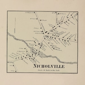 1865 Mapa de la ciudad de Nicholville Condado de Saint Lawrence Nueva York