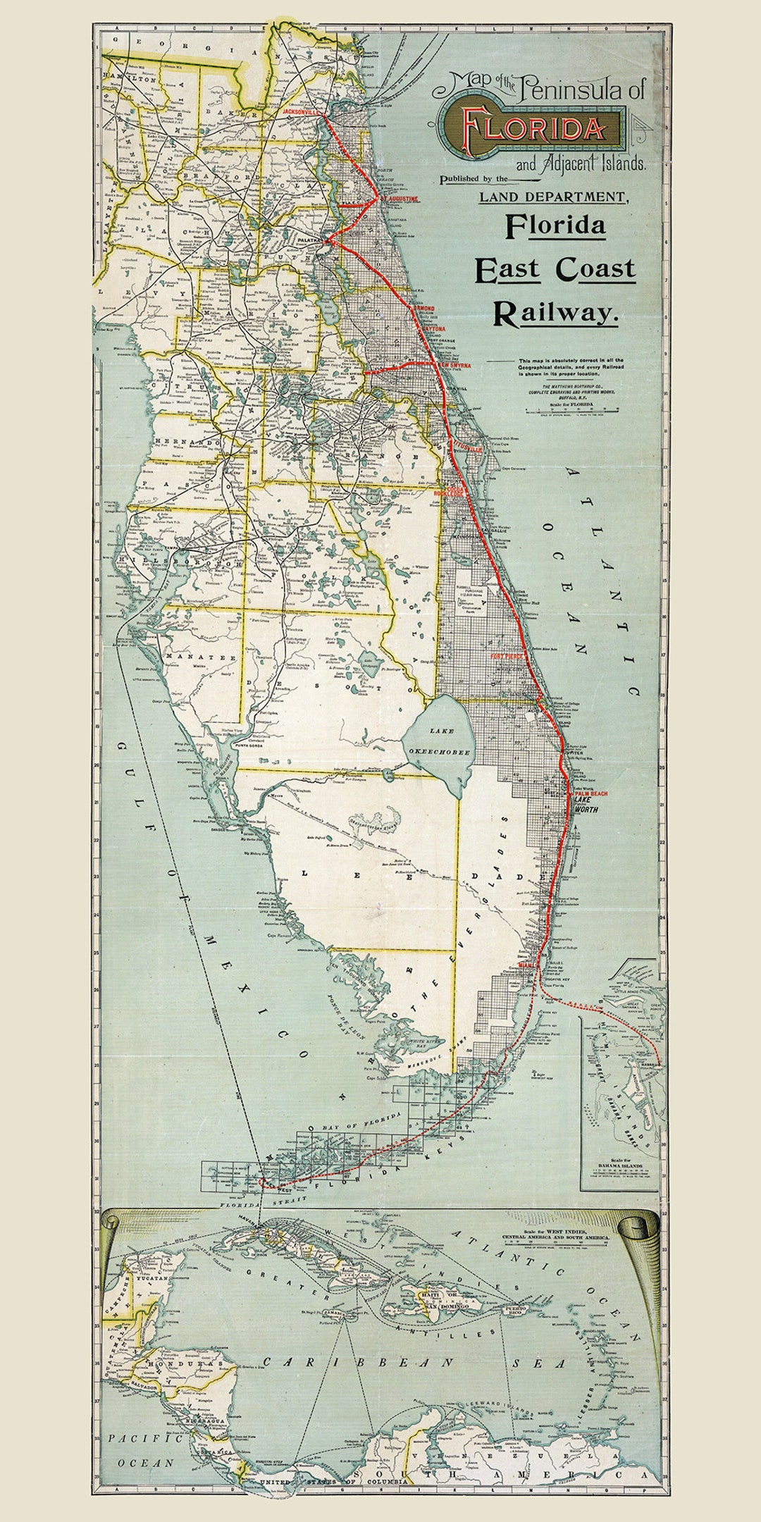 1896 Map of Florida Railroads - Il 1080xN.5066330806 Qoe5