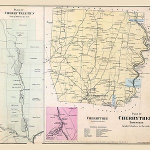 1865-Karte der Ölregion Cherrytree Township in Venango County in Pennsylvania