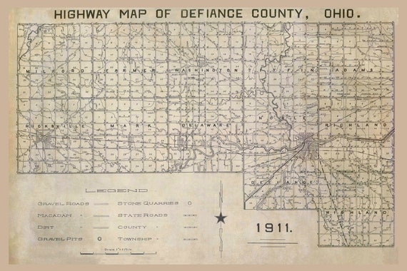 1911 Map of Defiance County Ohio - Etsy