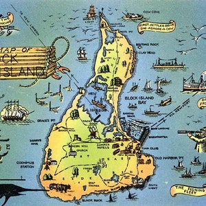 Cartoon Karte von Block Island, Rhode Island