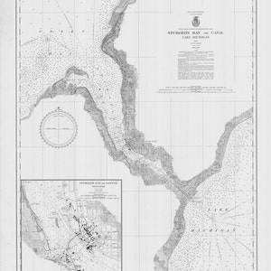 1936 Seekarte der Sturgeon Bay & des Kanals von Lake Michiti