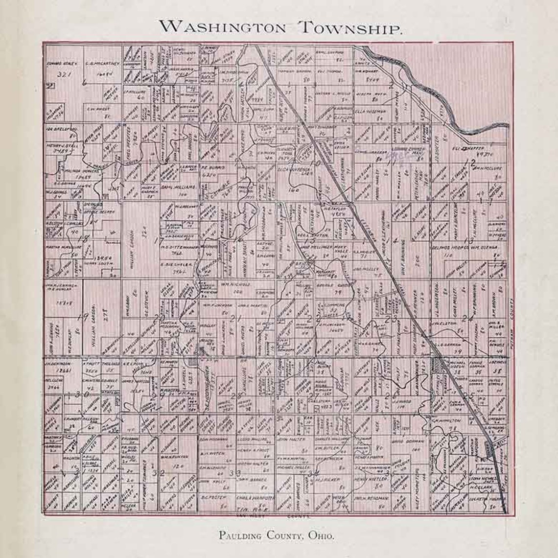 1905 Map of Washington Township Paulding County Ohio Etsy