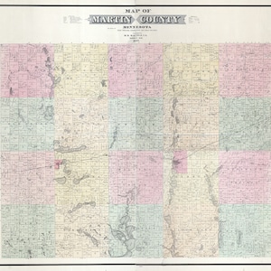 1887 Farm Line Map of Martin County Minnesota Fairmont